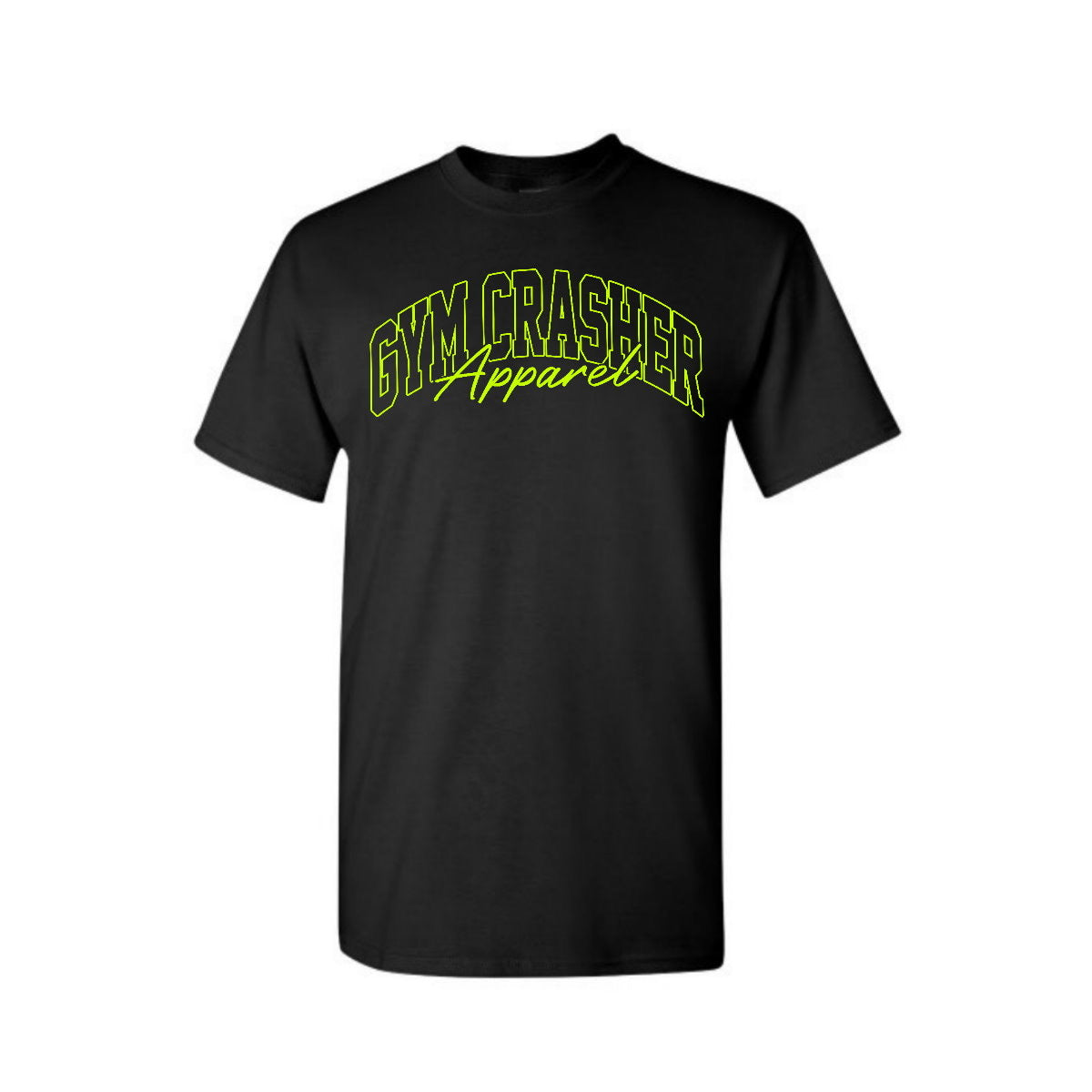 RELAXED FIT NATURAL COTTON "GYMCRASHERAPPAREL" T-SHIRT - BLACK/NEON GREEN