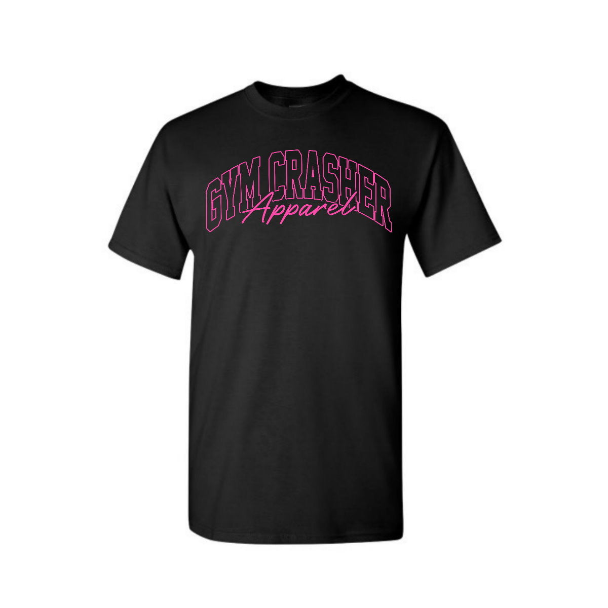 RELAXED FIT NATURAL COTTON "GYMCRASHERAPPAREL" T-SHIRT - BLACK/NEON PINK