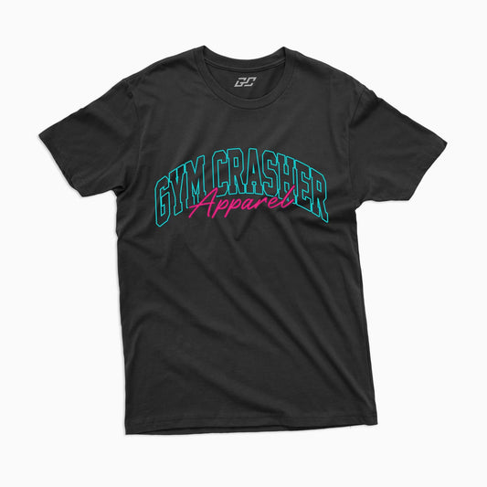 “Gym Crasher Apparel” Logo Tee - Black / Miami Vice